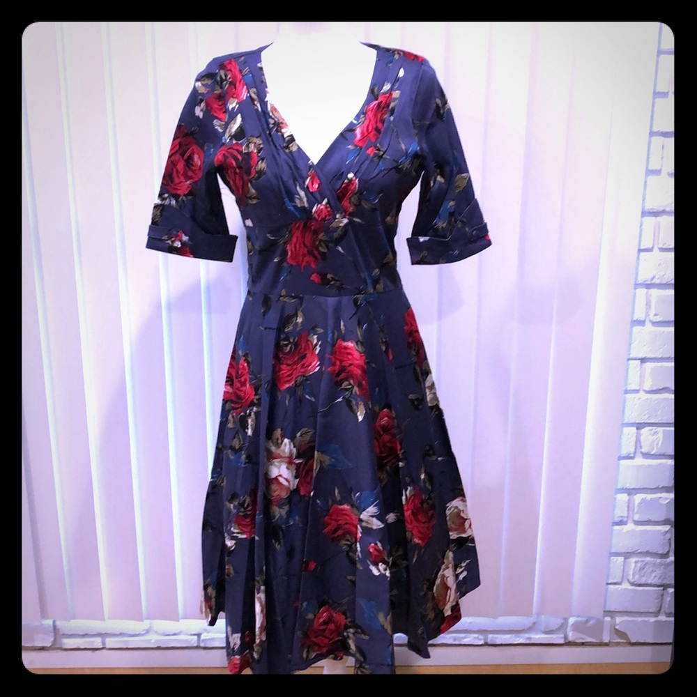 Vintage Style Floral Midi Dress